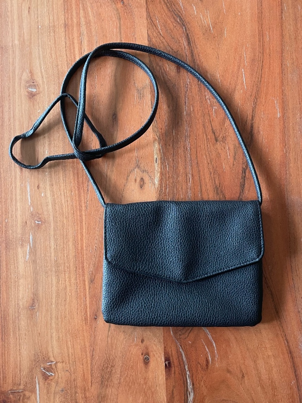 Black Vegan Leather Cross Body Envelope Closure Bag with Magnet - CottonOn